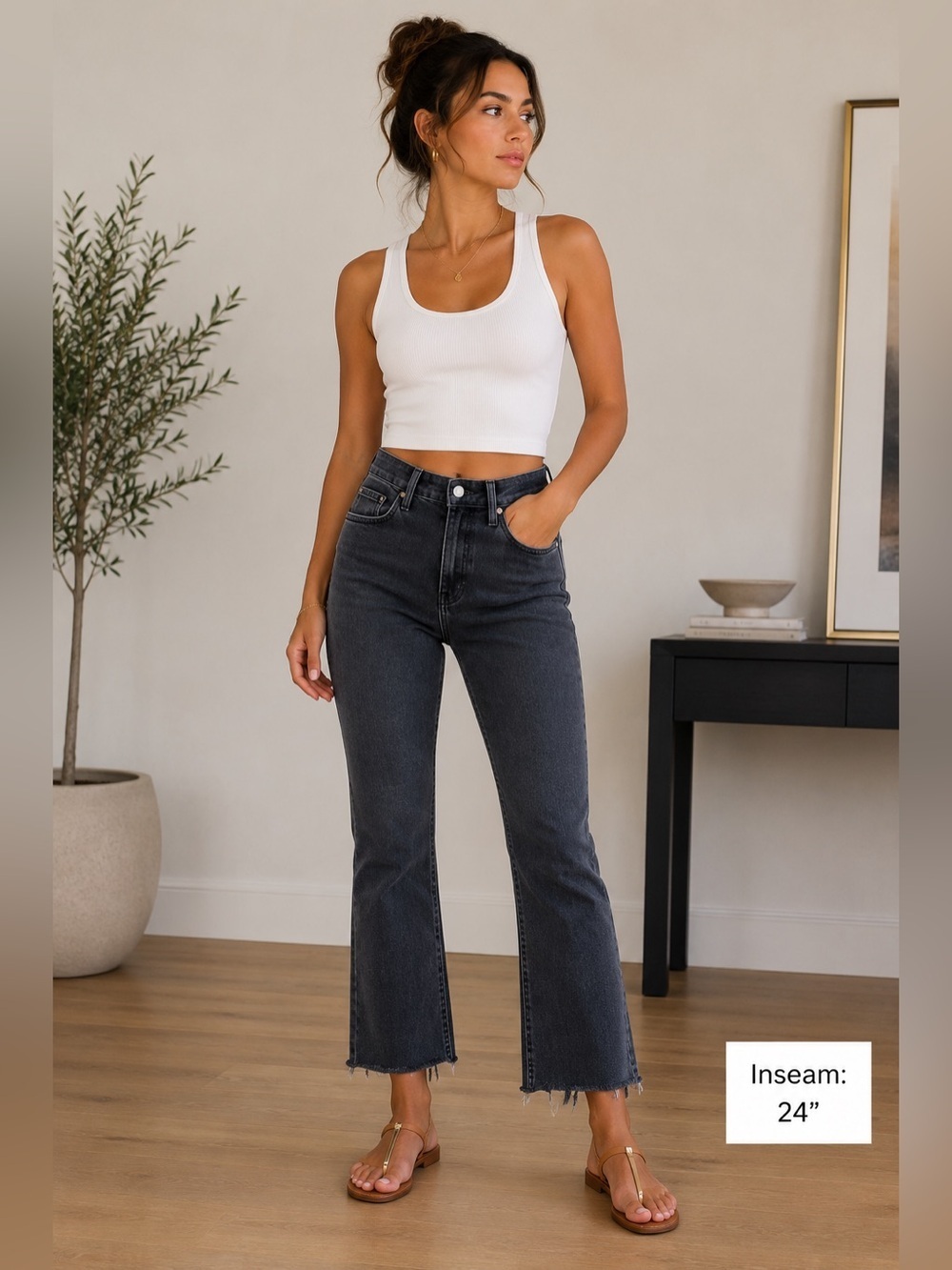 BDG Grey Black Kick Flare High Rise Cropped Jeans Womenโs 27 Streetwear Denim